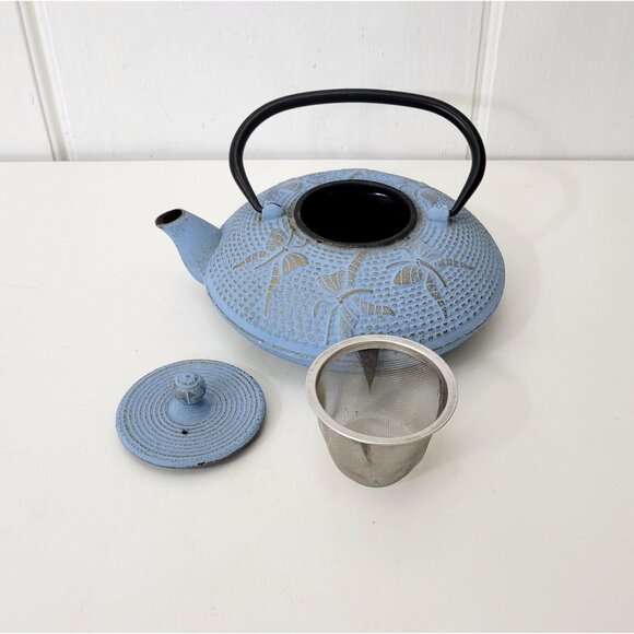 Cast Iron Blue Butterfly Japanese Teapot with Insert - Picture 5 of 9